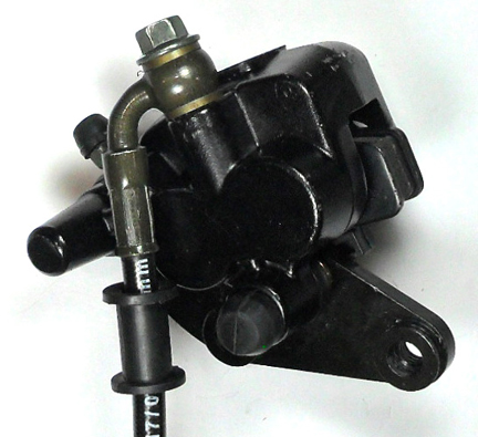 Front Brake Assembly, Fits Many Chinese Scooters , Brake Line L= 46", Caliper Holes 46mm Ctr to Ctr , Caliper L=54mm W=50mm