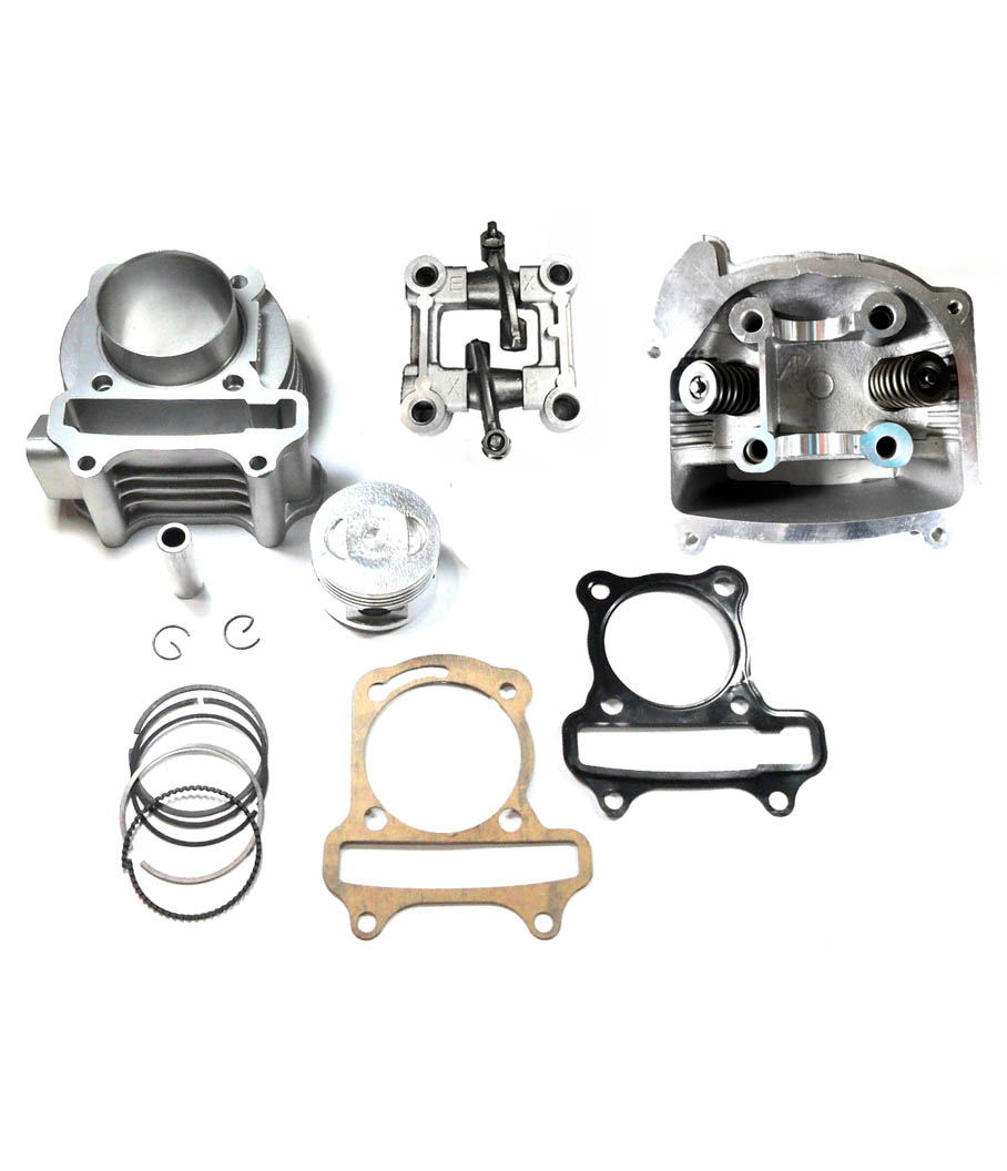 100cc Cylinder Piston Top End Kit With Non-EGR Head For GY6-50 QMB139 Chinese Scooter Motors. Bore=50mm Shirt OD=52.50mm - Click Image to Close