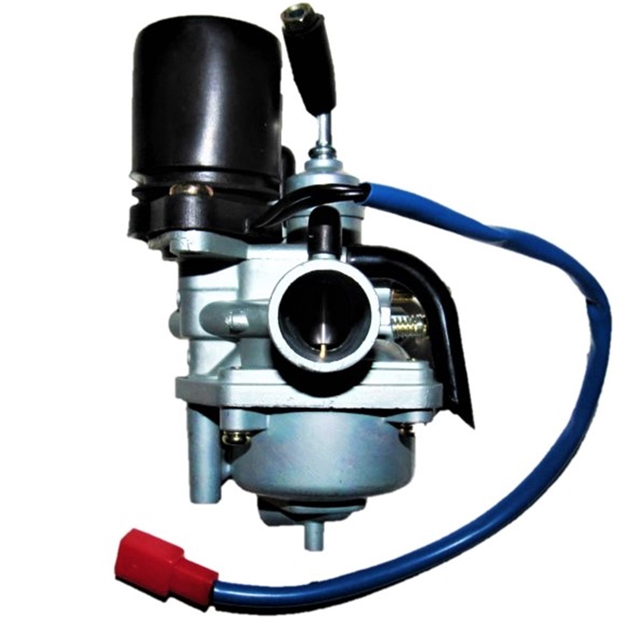 Mikuni Style 18mm 2 Stroke Carburetor with Electric Choke Intake OD=24mm Air OD=38mm Made in China, this is a less expensive alternative for 50,70,90cc 2 Stroke ATVs & Scooters.