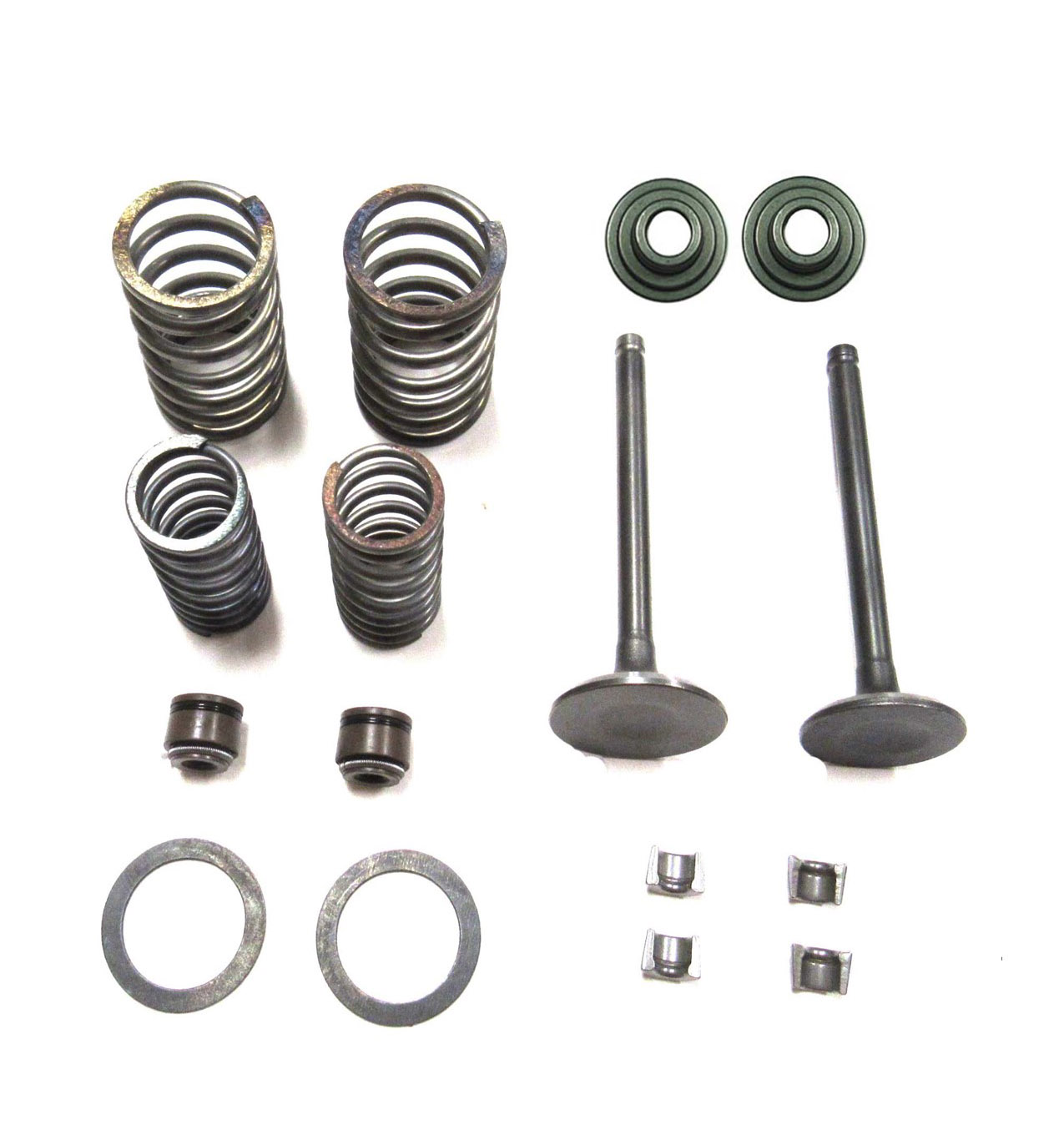 GY6-50 Valve Set 64mm Includes 2 Valves, 2 Springs, 2 Seals & retainer clips