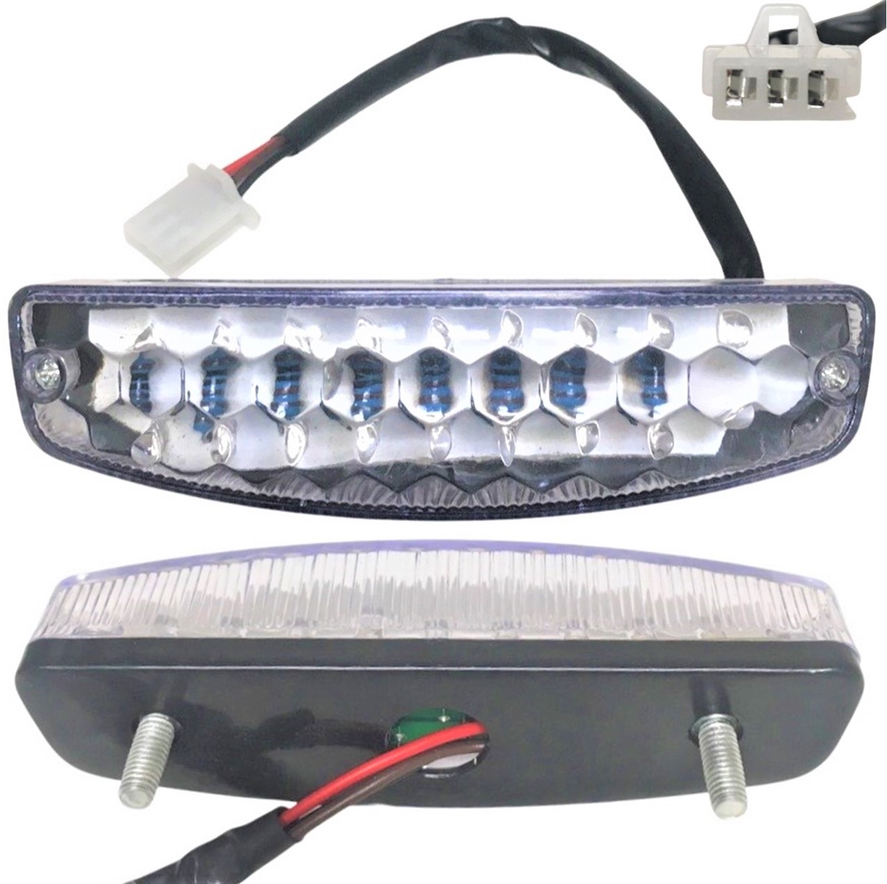 Rear Tail Light Fits Many ATV's, DirtBikes, and GoKarts W=5 H=1.5 3Pins in a 3 Pin Male Jack - Click Image to Close