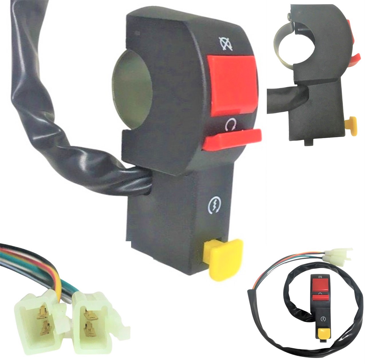 Kill Switch with Electric Start Button 2 Wire Female Jack + 2 Wire Female Jack. Fits Many Dirt Bikes and ATV's
