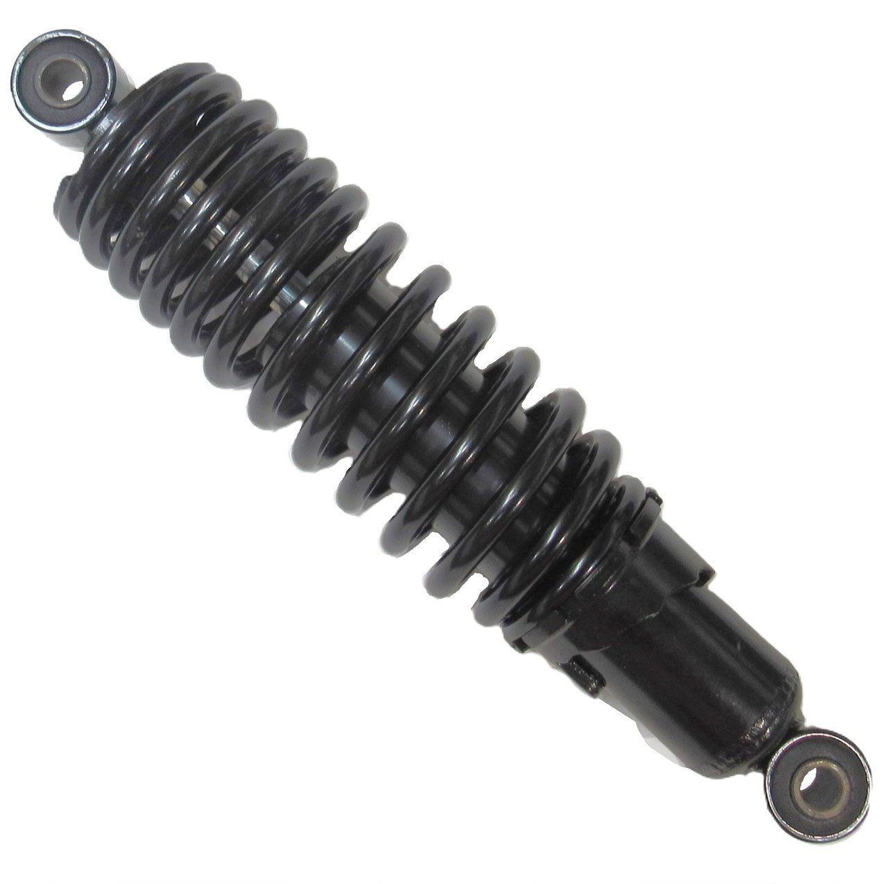 Rear Shock Black Eye c/c= 10 1/2in Spring Ht=6 3/8in Spring OD= 2.6" Spring Thickness= 8mm Bolt ID Top=10mm Bottom= 10mm