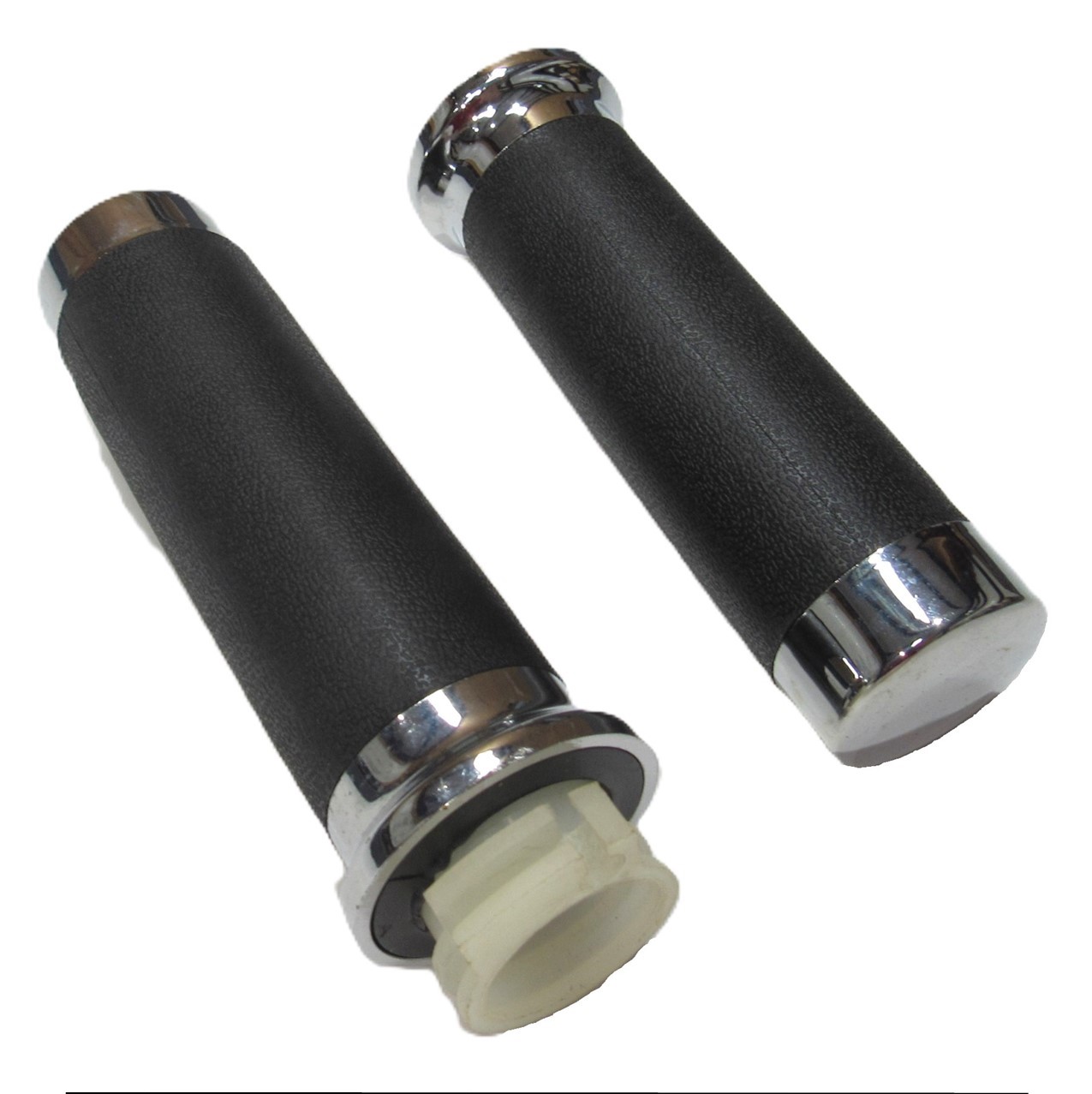 Throttle Tube with Grips 1" Black with Chrome Tip