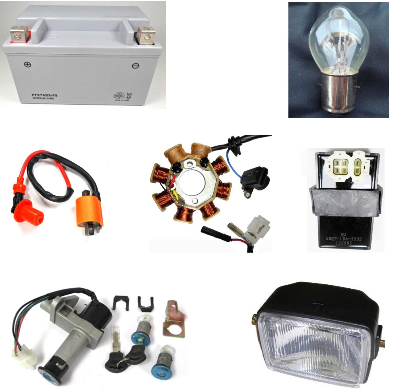 Electrical Parts, Switches Lights, Bulbs, Stators, CDIs, + More