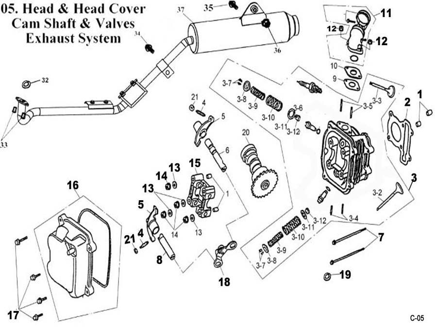  Head Head Cover Camshaft Valves and Exhaust
