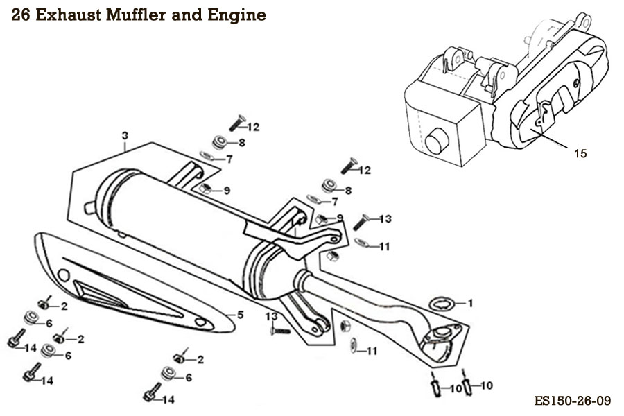  Exhaust Muffler and Engine