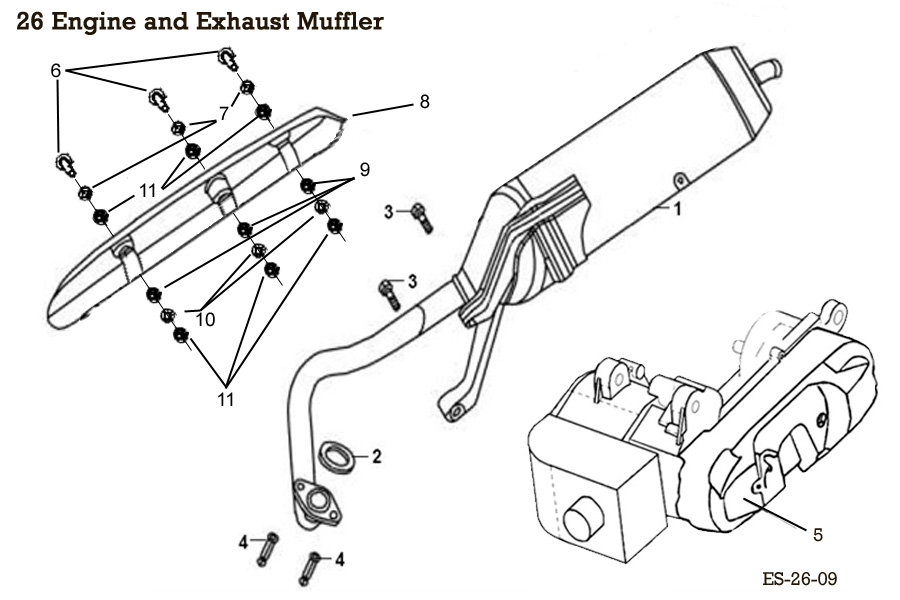  Engine and Exhaust Muffler