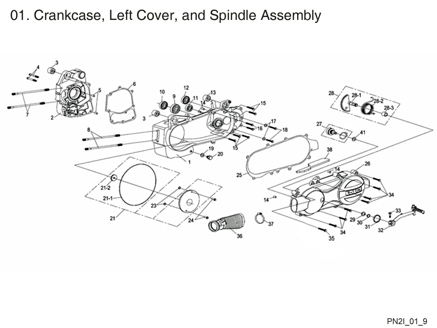  Crankcase, LH Cover, and Spindle Assembly