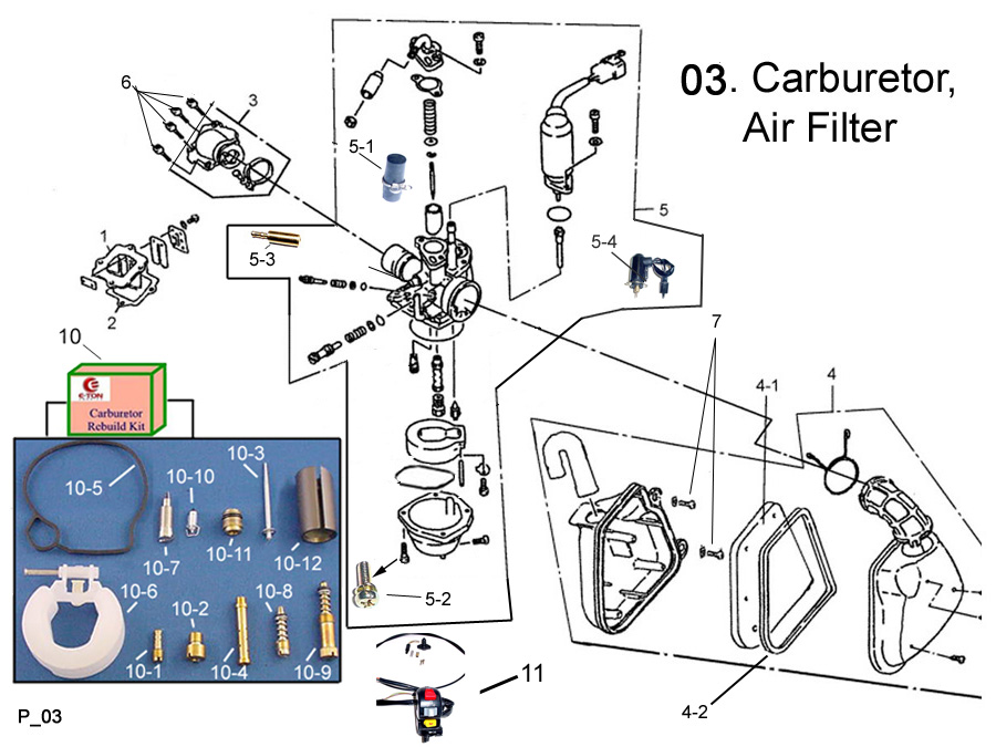  Carburetor Reed Valve and Air Filter