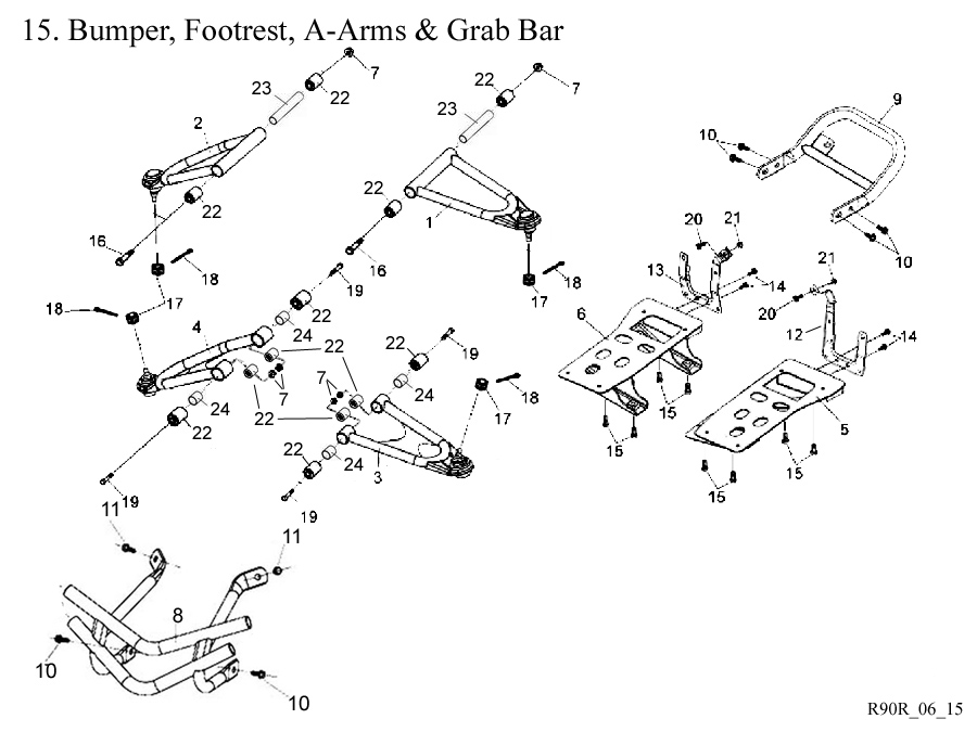  Bumper, Footrest, A-Arms and Grab Bar
